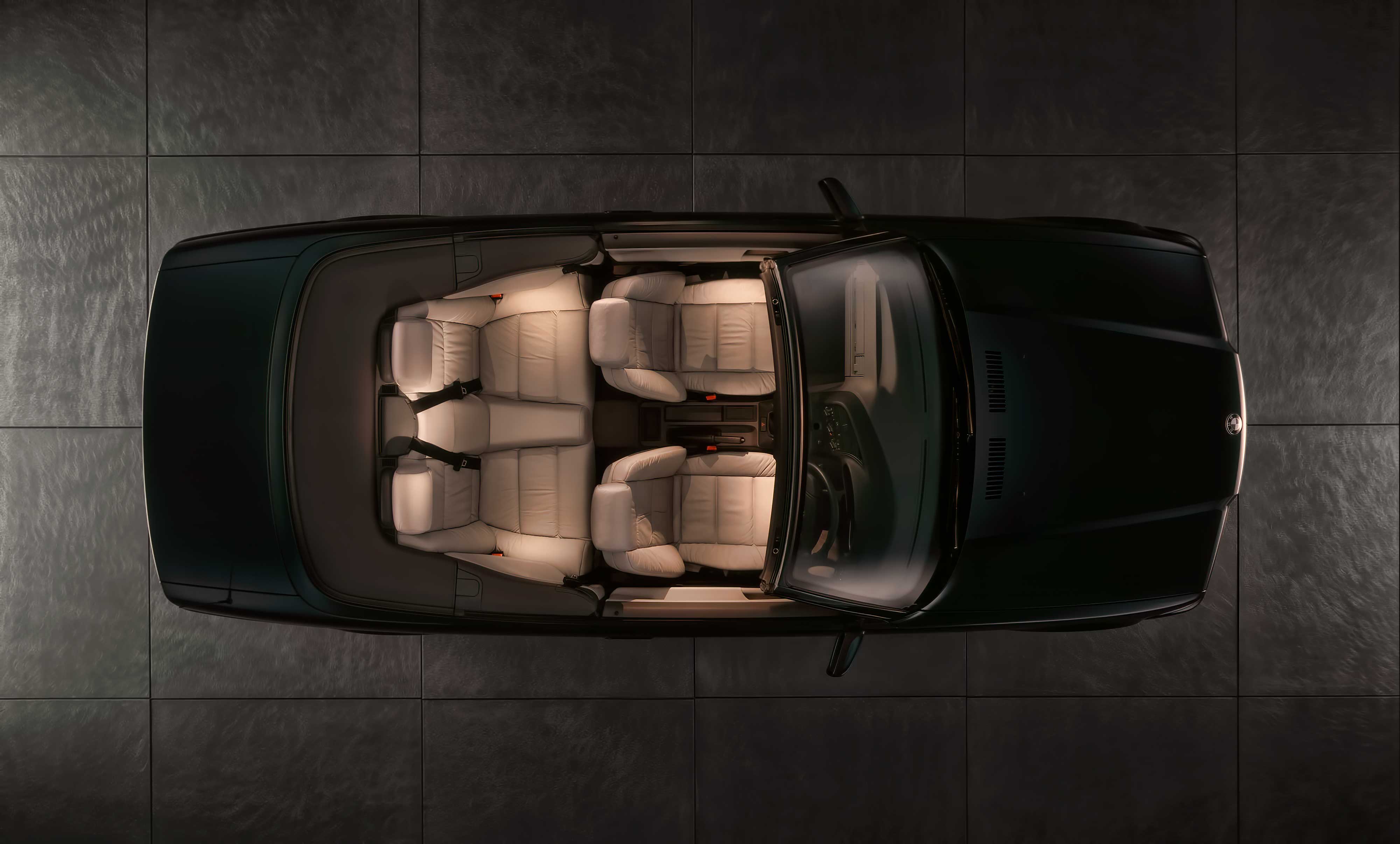 Overhead image of a car in a studio
