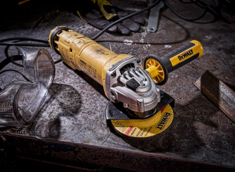 DeWalt power tool photographed on location in a workshop