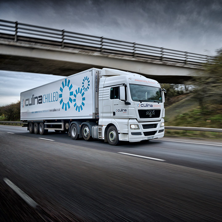 Tracking picture of a lorry driving on a motorway in Essex