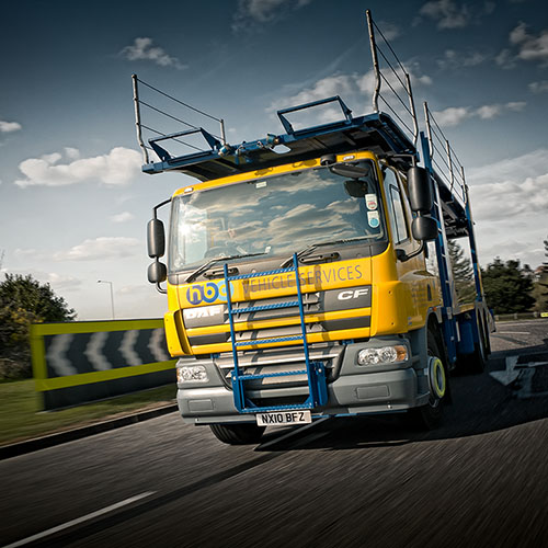 Lorry driving around a roundabout in Essex