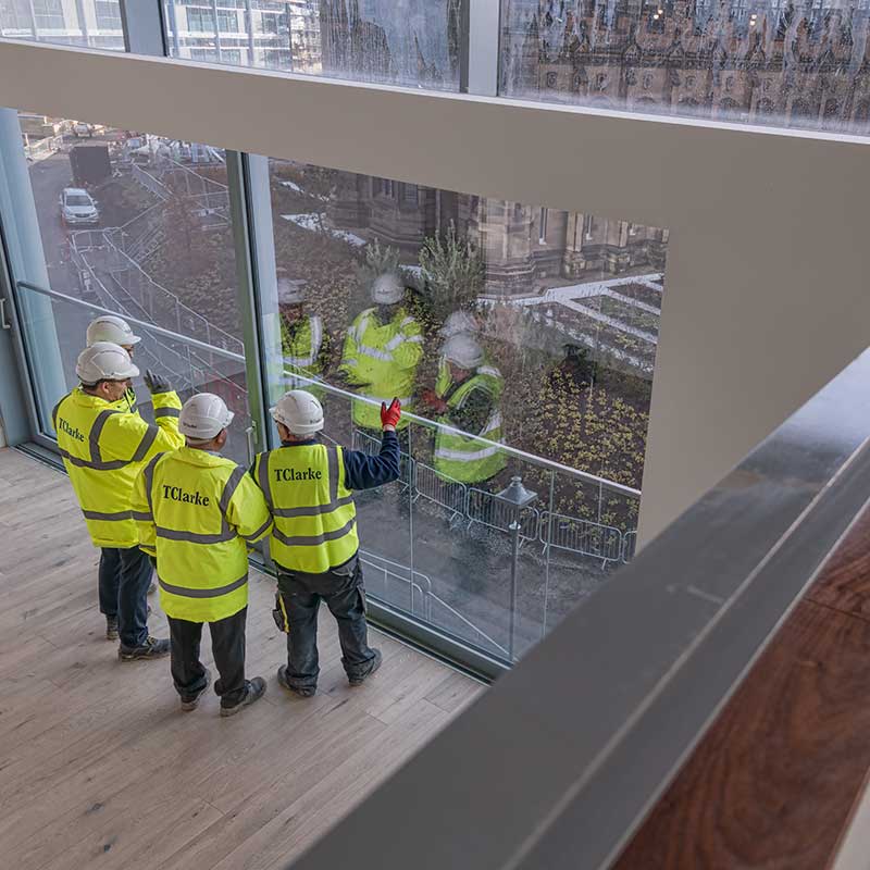Group of workers viewing a new build appartment in Scotland