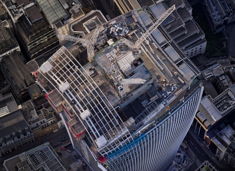 Construction of the Walkie Talkie building from the air