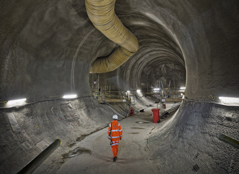 Crossrail tunnel during construction