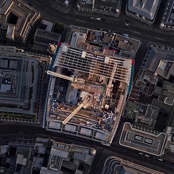 Aerial photography of a London construction site