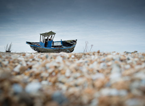 Old boat on a beach in Dungeness, Kent