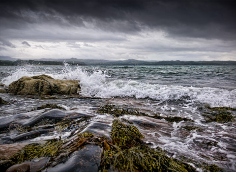 Wave on coast in Scotland