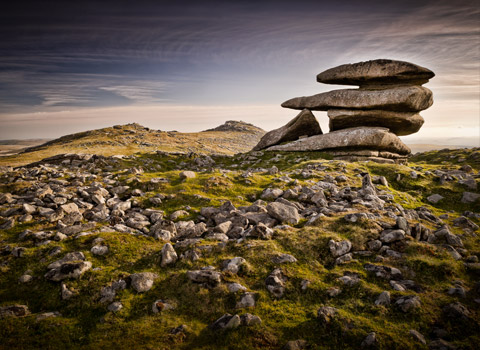 The rock formation Showery Tor, Bodmin Moor, Cornwall